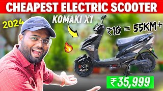 Cheapest Electric Scooter In India 2024⚡₹35999  Komaki X1 Electric Scooter  Detailed Review 🔥 [upl. by Seerdi]