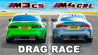 BMW M4 CSL v BMW M3 CS DRAG RACE [upl. by Destinee354]