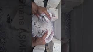 Fluffy white reformed chalk blocks oddlysatisfying gymchalk [upl. by Meirrak612]