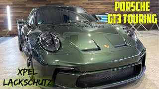 Porsche 992 GT3 Touring in Oakgreen XPEL Ultimate Plus Lackschutz Komplettfolierung PPF Wrap [upl. by Tekla]