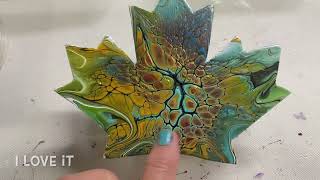 1555 Awesome Bloom Technique on a Maple Leaf Acrylic Paint Pouring [upl. by Htor]