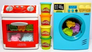 Toy Washing Machine Zanussi HTI and Toy Stove with PlayDoh and Cookie Molds [upl. by Nitnilc]