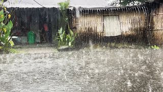 Heavy Rain on Beautiful Remote Villages Rain Video [upl. by Ynatterb]