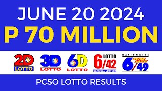 Lotto Result Today 9pm June 20 2024  PCSO Complete [upl. by Hahcim830]