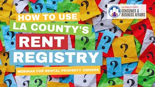 How to Use LA Countys Rent Registry  2022 [upl. by Annahs]