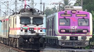 Dangerous Wap7 Locomotive Leads Shatabdi ExpressHowrah Katwa Pink ICF Local Trains Skip Rail Gate [upl. by Eward]