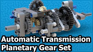 Automatic transmission with a planetary gear set in LEGO Technic shrunk [upl. by Yssak]