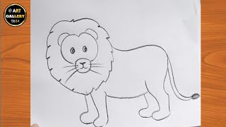 how to draw lion Drawing easy step by step [upl. by Hylan]