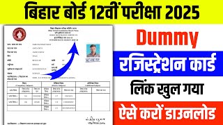 Bihar Board Inter Dummy Registration Card Download Kaise kare 2025  12th Dummy Registration Card [upl. by Lledal]