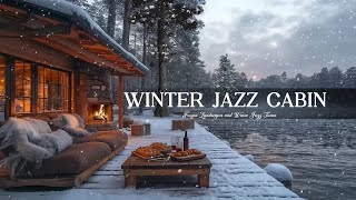 Snowy Reflections With Winter Jazz By The Lake  Soothing Tunes For Peaceful Evenings Warm Fires [upl. by Sawtelle]