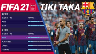 FIFA 21 CUSTOM TACTICS  GUARDIOLA BARCELONA 334 SYSTEM 201112 TIKI TAKA [upl. by Vallo]