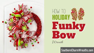 DIY Holiday Funky Bow Deco Mesh Grapevine Wreath with Guest Designer Laurie Anne Coxe [upl. by Vigor702]