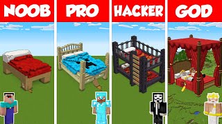 Minecraft TNT BED HOUSE BUILD CHALLENGE  NOOB vs PRO vs HACKER vs GOD  Animation [upl. by Alikam947]