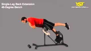 Back Extension 45 Degree Bench 1 Leg [upl. by Lalo]