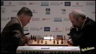 Match Kasparov vs Karpov day 2 31 Valencia 2009 [upl. by Ilyse230]