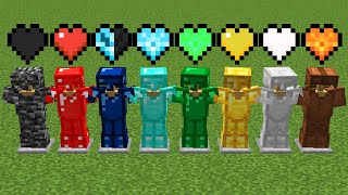 which armor has the most hearts to survive in Minecraft experiment [upl. by Lefton]