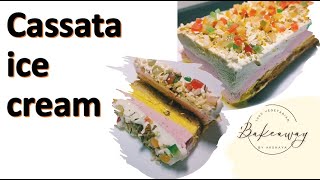 eggless cassata ice cream 3 flavours Rajbhog Strawberry Vanilla recipe [upl. by Navonoj]