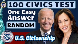 2024 US Citizenship Official USCIS Civics Test Practice Quiz One Easy Answer Random Order [upl. by Lajib]