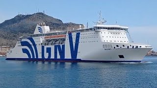 GNV Spirit in uscita dal Porto di Palermo [upl. by Noiwtna]