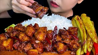 SPICY FOODSpicy Braised Pork Belly Fried Chili amp White Rice  MUKBANG SOUNDS [upl. by Attolrac261]