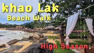 Relaxing Beach Walk in Khao Lak Wanaburee Resort to Baan Khaolak in high season [upl. by Marjana]