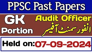 Enforcement Officer amp Audit Officer todays PPSC paper 07092024  Todays PPSC paper solved [upl. by Saxet]