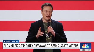 Is Elon Musks election sweepstakes legal [upl. by Eirrab]