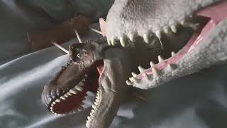 jurassic world TRex vs Indominus Rex and Blue final battle [upl. by Tonnie]