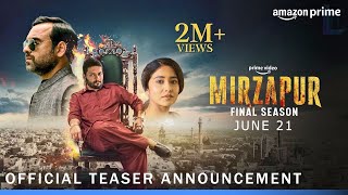 Mirzapur Season 3 Official TEASER Announcement  Official Trailer release date  PrimeVideoIN [upl. by Saxen]