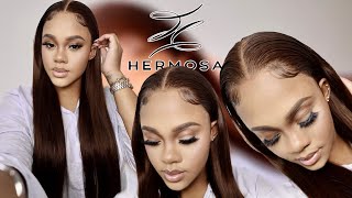 PERFECT CHOCOLATE BROWN STRAIGHT HAIR STEP BY STEP FT HERMOSA HAIR [upl. by Tingey]