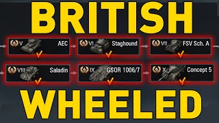 BRITISH WHEELED MEDIUM TECH TREE  World of Tanks [upl. by Noby]