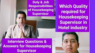 Housekeeping Supervisor Interview Questions amp Answer ll QampA Housekeeping Supervisor ll [upl. by Proudman]