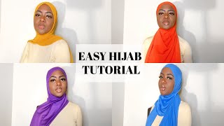 FOUR PINLESS HIJAB TUTORIAL  Easy and Quick 🧕🏽 [upl. by Reave]