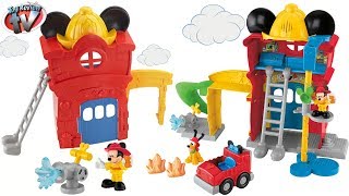 DISNEY JUNIOR MICKEY MOUSE CLUBHOUSE Funny Firehouse Fisher Price Playset TOYS Review Video [upl. by Catie]