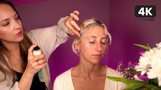 ASMR Face Framing Spring Hair Styling 🌸 Perfectionist Hair Adjusting  Flower Placements [upl. by Rolan794]