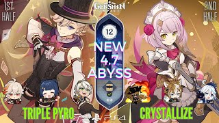 Lyney 3 Pyro amp Noelle Wet Rock  NEW 47 Spiral Abyss  Floor 12 9★ Genshin Impact [upl. by Ennaul]