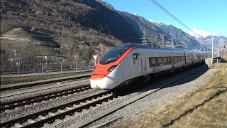 Fast Trains and Rail Traffic in Biasca Switzerland 4K [upl. by Mcclelland]