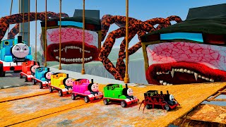 ALL THOMAS vs THOMASEXE Big amp Small Cars vs Broken Bridge with DOUBLE BUS EATER – BeamNGDrive [upl. by Yditsahc294]