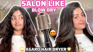 SALON like BLOW DRY at home Tried the Viral AGARO Hair Volumizer Dryer  Review  Demo✨ [upl. by Abroms]