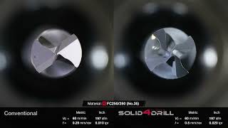 Demonstration 16  Solid carbide drills with 4 effective cutting edges for superior productivity [upl. by Uyekawa608]