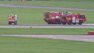 Royal Navy Fire Service emergency response to runway at RNAS Yeovilton Somerset England UK [upl. by Esme]