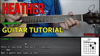 Conan Gray  HEATHER  Guitar Tutorial  LYRICS and CHORDS [upl. by Lunt690]