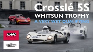 A very wet qualifying for the Whitsun Trophy at Goodwood Revival 2024  Crosslé 5S Spins amp Slides [upl. by Aiel]