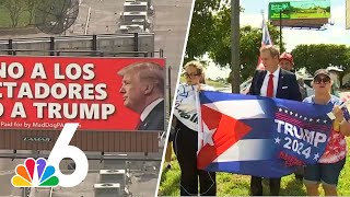 Trump supporters protest controversial billboard comparing him to Castro [upl. by Haimes]