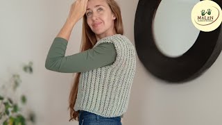 Chaleco Motitas🧶Dos agujas derecho y en 1 pieza Todos los talles Punto inglés con lazada tricot [upl. by Nivrac]