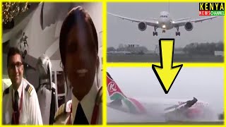 Captain Ruth Karauri dramatically lands Boeing Airplane amid Storm Eunice  Kenya Airways [upl. by Llerdnek]