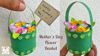 DIY How to make Paper Flower Basket for Mothers Day  Mothers Day Gift Idea  Mothers Day Crafts [upl. by Stefanie]