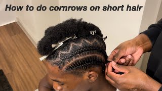 How to cornrow mens short hair Tips to getting clean parts [upl. by Llennhoj4]