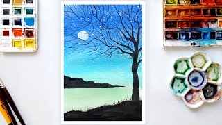 Suluboya Manzara  Kolay Suluboya Çizimleri  Easy Watercolor Tutorial [upl. by Witherspoon]