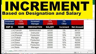 How To Calculate Salary Increment Based on Designation sheet Excel [upl. by Dolorita]